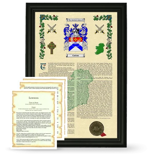 Corton Framed Armorial History and Symbolism - Black