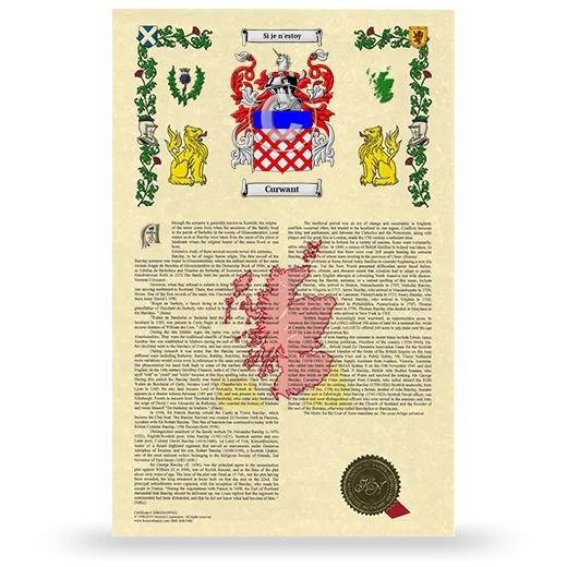 Curwant Armorial History with Coat of Arms