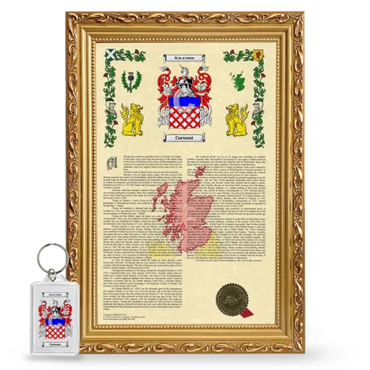 Curwant Framed Armorial History and Keychain - Gold