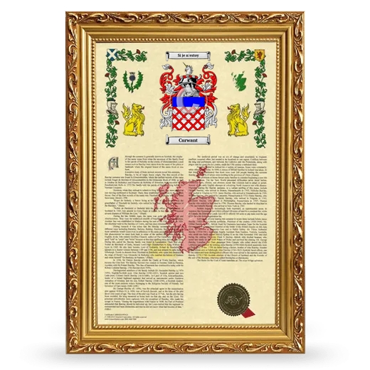Curwant Armorial History Framed - Gold