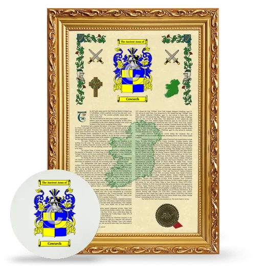 Cowsech Framed Armorial History and Mouse Pad - Gold