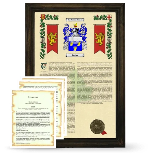 Gutter Framed Armorial History and Symbolism - Brown