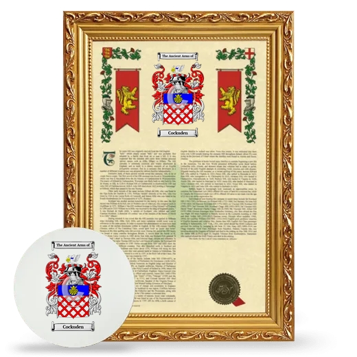 Cockuden Framed Armorial History and Mouse Pad - Gold