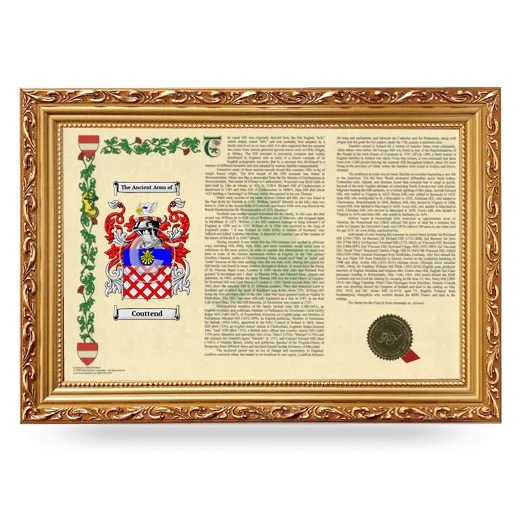Couttend Armorial Landscape Framed - Gold