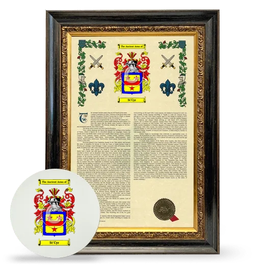 St'Cyr Framed Armorial History and Mouse Pad - Heirloom
