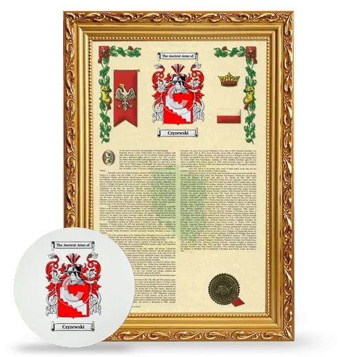 Czyzewski Framed Armorial History and Mouse Pad - Gold