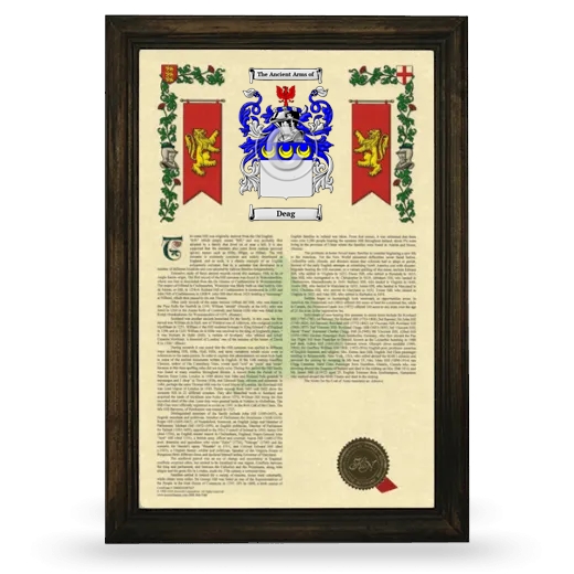 Deag Armorial History Framed - Brown