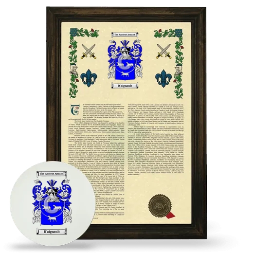 D'aignault Framed Armorial History and Mouse Pad - Brown