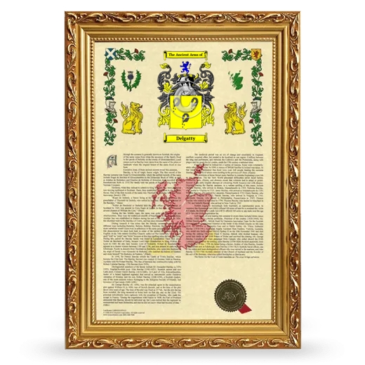 Delgatty Armorial History Framed - Gold