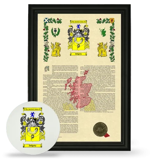 Delgety Framed Armorial History and Mouse Pad - Black