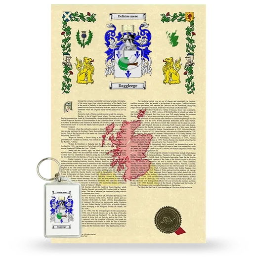 Daggleege Armorial History and Keychain Package