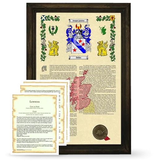 Deles Framed Armorial History and Symbolism - Brown