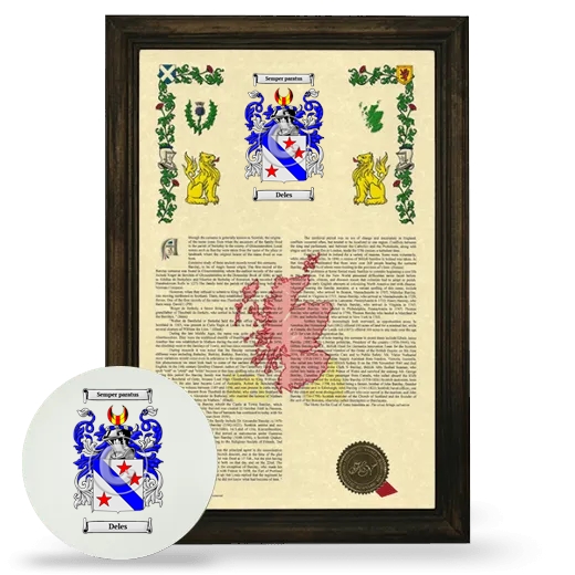 Deles Framed Armorial History and Mouse Pad - Brown