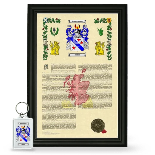Delles Framed Armorial History and Keychain - Black