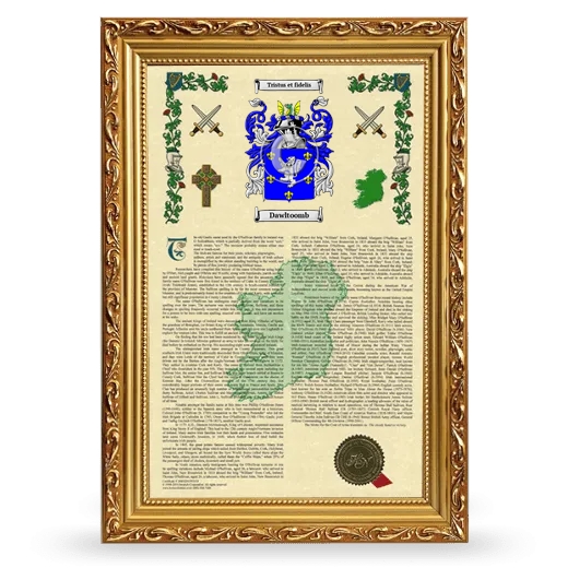 Dawltoomb Armorial History Framed - Gold