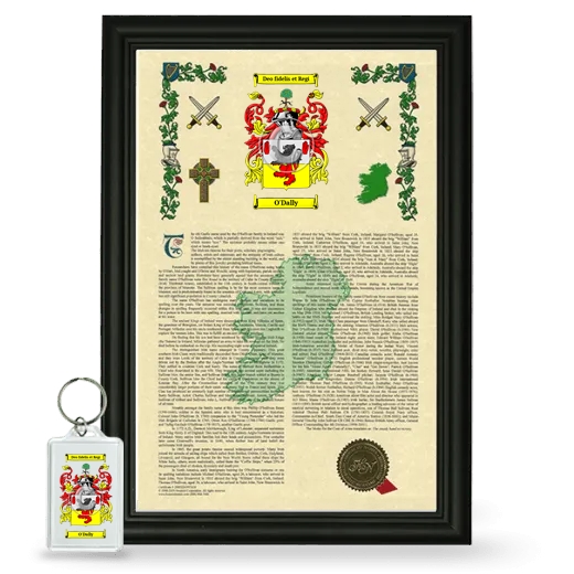 O'Dally Framed Armorial History and Keychain - Black