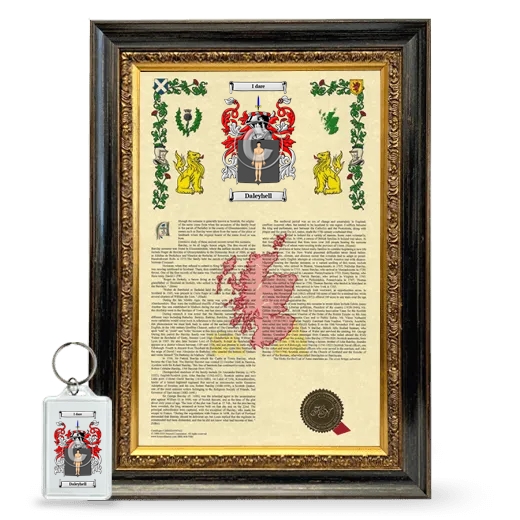 Daleyhell Framed Armorial History and Keychain - Heirloom