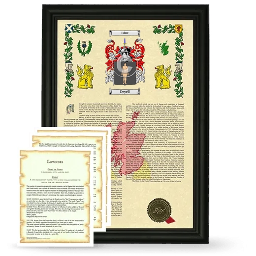 Deyell Framed Armorial History and Symbolism - Black