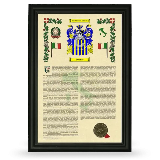 Donnas Armorial History Framed - Black