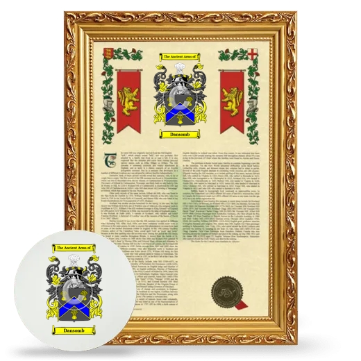 Dansomb Framed Armorial History and Mouse Pad - Gold