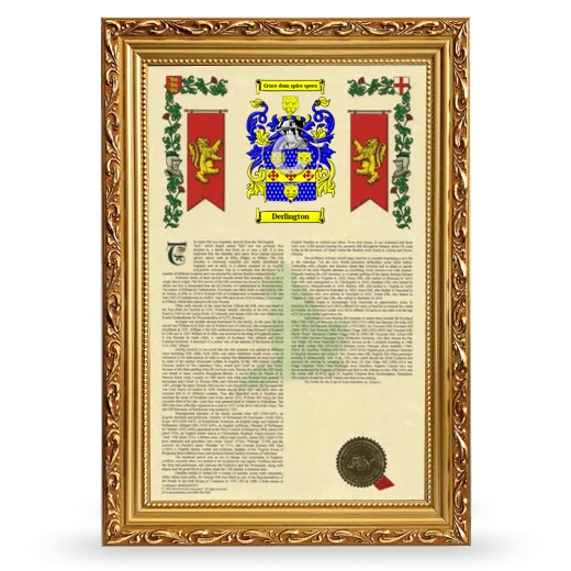 Derlington Armorial History Framed - Gold