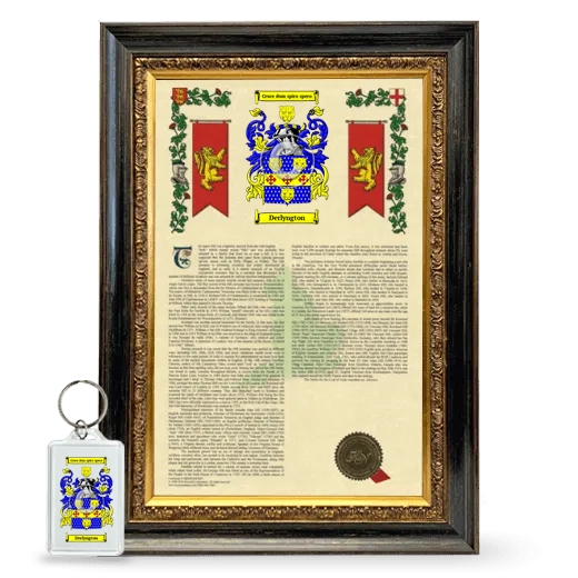 Derlyngton Framed Armorial History and Keychain - Heirloom