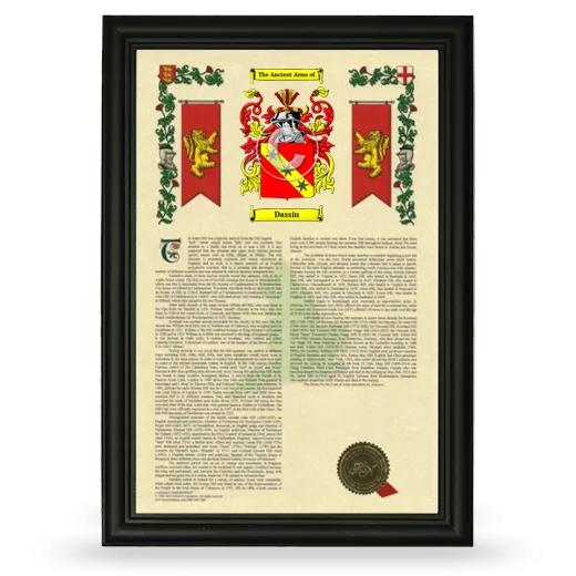 Dassin Armorial History Framed - Black