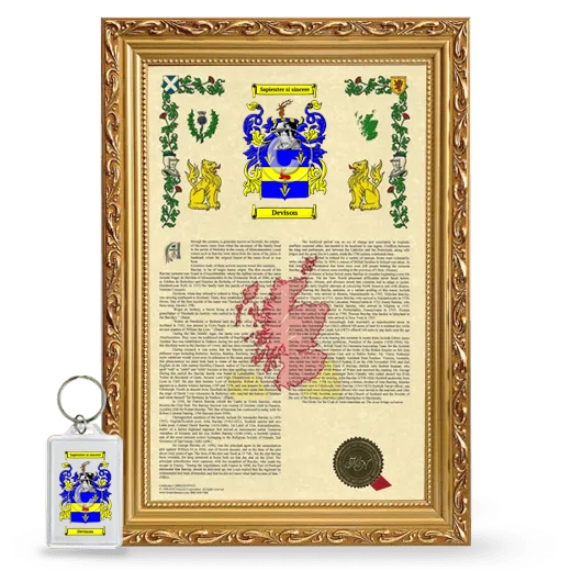 Devison Framed Armorial History and Keychain - Gold