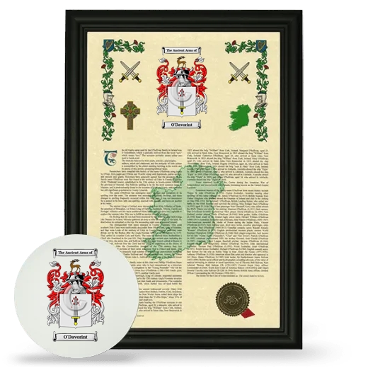 O'Davorint Framed Armorial History and Mouse Pad - Black