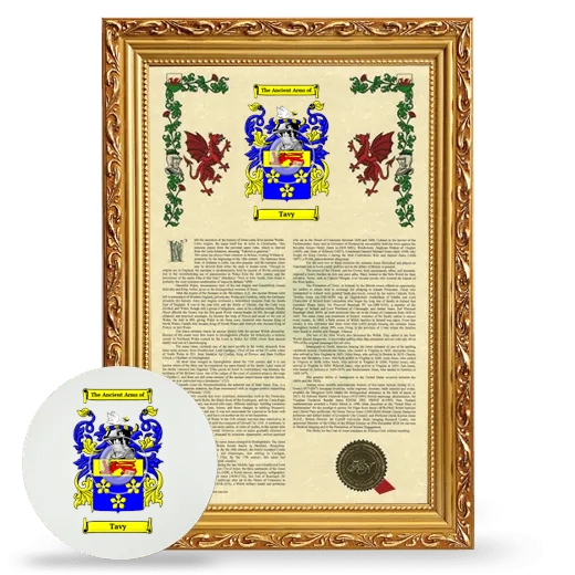 Tavy Framed Armorial History and Mouse Pad - Gold