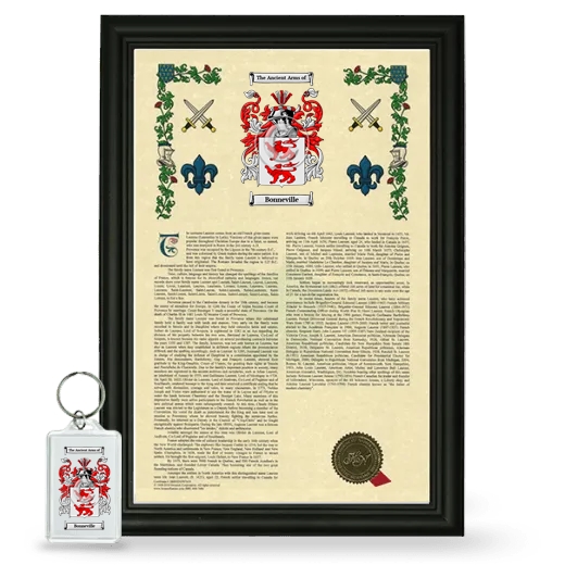 Bonneville Framed Armorial History and Keychain - Black