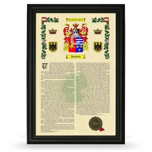 Dhederich Armorial History Framed - Black