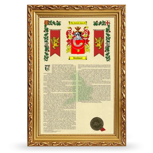 Derehurst Armorial History Framed - Gold