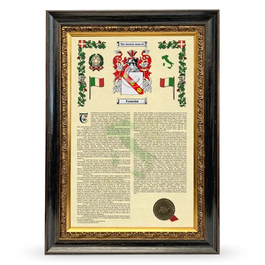 Francini Armorial History Framed - Heirloom