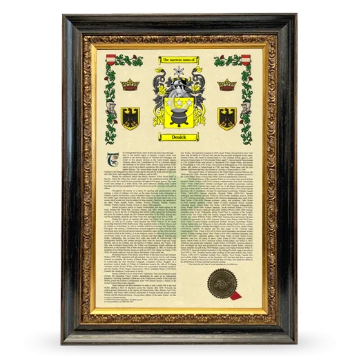 Denick Armorial History Framed - Heirloom