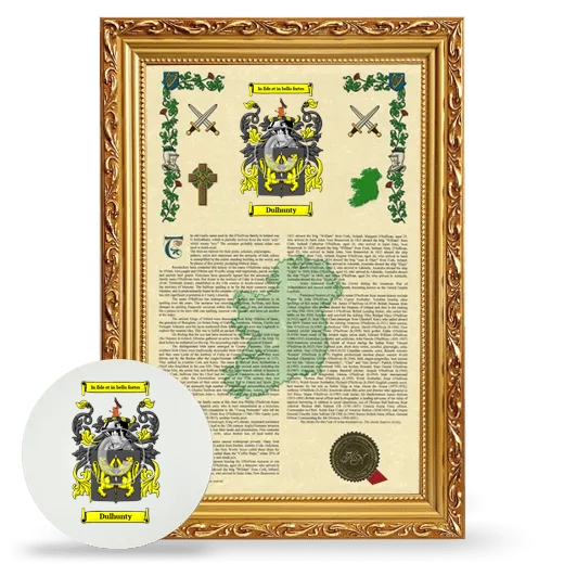 Dulhunty Framed Armorial History and Mouse Pad - Gold