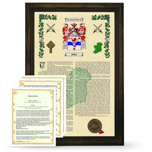 Delint Framed Armorial History and Symbolism - Brown