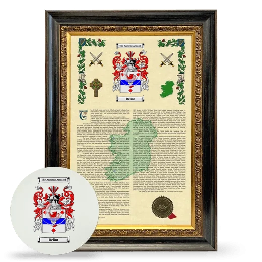 Delint Framed Armorial History and Mouse Pad - Heirloom