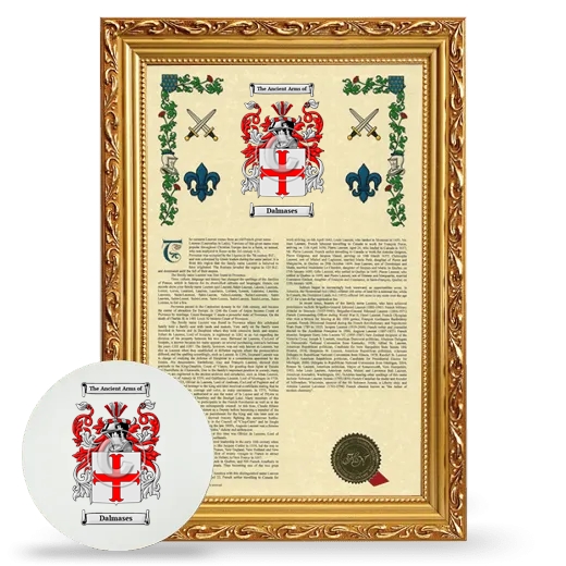 Dalmases Framed Armorial History and Mouse Pad - Gold