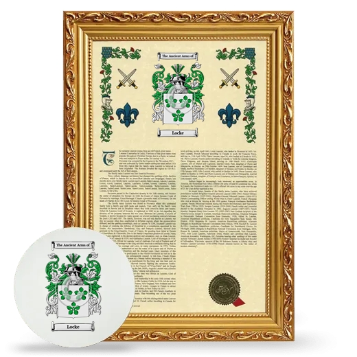 Locke Framed Armorial History and Mouse Pad - Gold