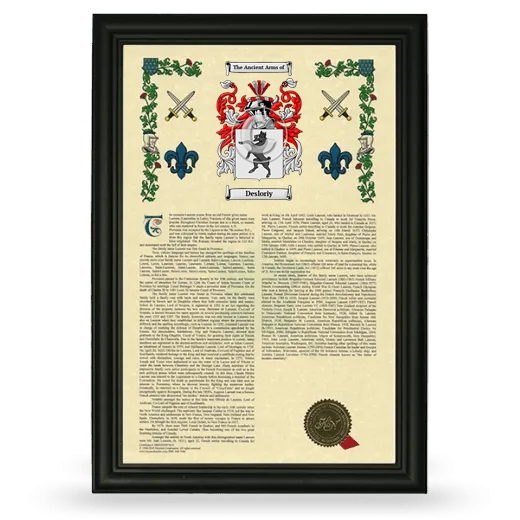 Desloriy Armorial History Framed - Black