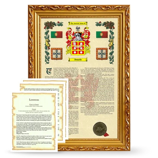 Demelo Framed Armorial History and Symbolism - Gold