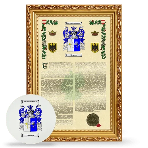 Dennen Framed Armorial History and Mouse Pad - Gold