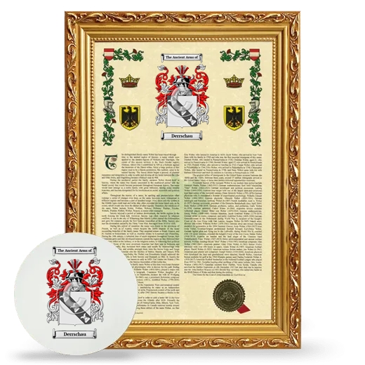 Derrschau Framed Armorial History and Mouse Pad - Gold