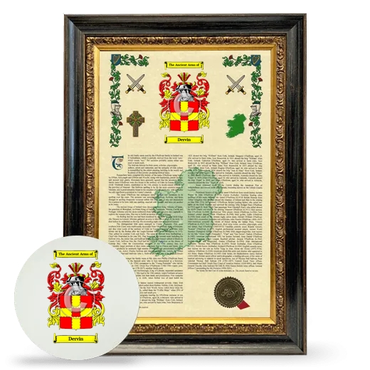 Dervin Framed Armorial History and Mouse Pad - Heirloom