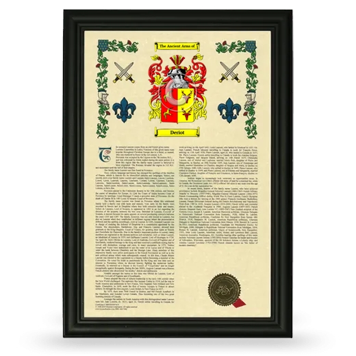 Deriot Armorial History Framed - Black