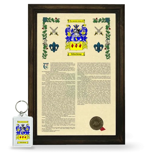 Delaschemp Framed Armorial History and Keychain - Brown