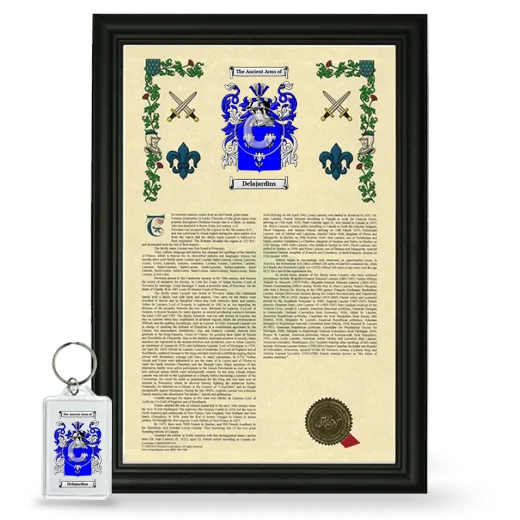 Delajardins Framed Armorial History and Keychain - Black