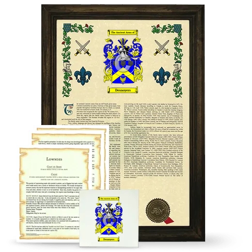 Desnoyers Framed Armorial, Symbolism and Large Tile - Brown