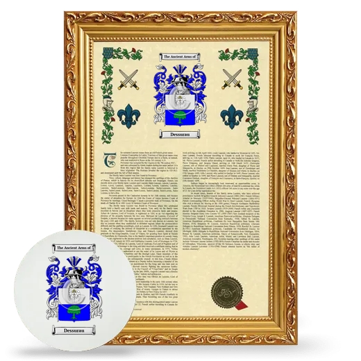 Dessurau Framed Armorial History and Mouse Pad - Gold